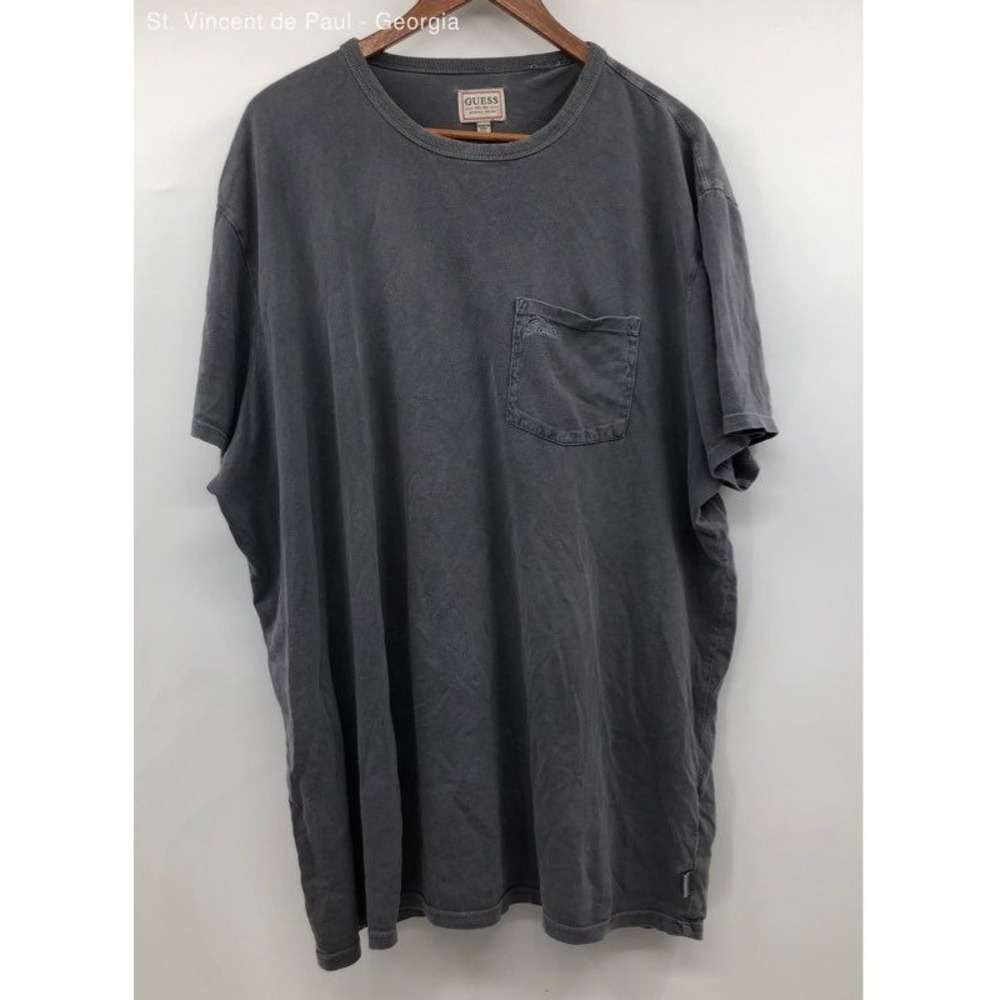 Guess Gray Front Pocket 100% Cotton Boxy T‎ Shirt - Size Xxl